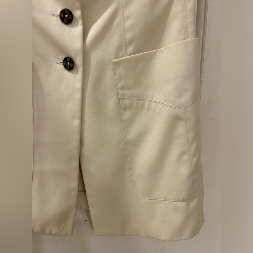 Escada Jacket, Short Sleeve, Button Front, Front Patch Pockets, Cream, Sz 6 / 36 - Picture 9 of 15
